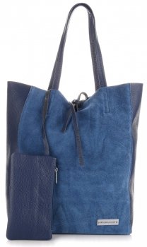Bőr táska shopper bag Vittoria Gotti kék V602