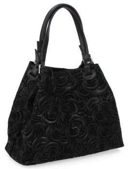 Olasz bőr Shopper Bag táska divatos mintákban 5566-S fekete