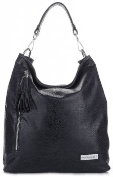 Bőr táska shopper bag Vittoria Gotti fekete V8420