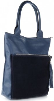 Bőr táska shopper bag Vittoria Gotti kék V270