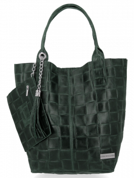 Bőr táska shopper bag Vittoria Gotti palackzöld B22