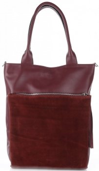 Bőr táska shopper bag Vittoria Gotti bordó V270