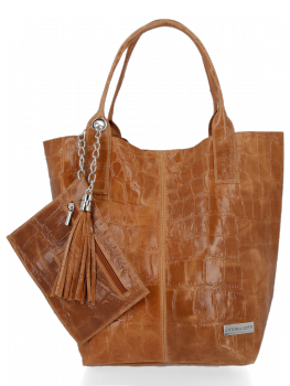 Bőr táska shopper bag Vittoria Gotti vörös B15