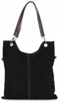 Bőr táska univerzális Genuine Leather fekete 517