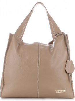 Bőr táska shopper bag Vittoria Gotti bézs V2