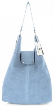 Bőr táska shopper bag Vittoria Gotti égszínkék V3292C