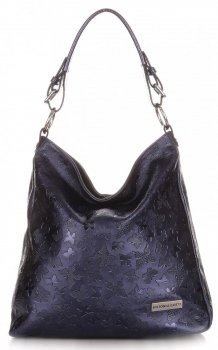 Bőr táska shopper bag Vittoria Gotti tengerkék V23