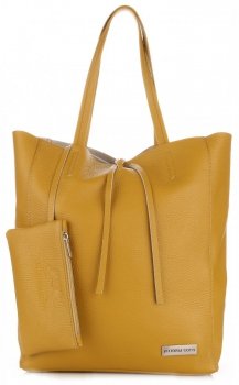 Bőr táska shopper bag Vittoria Gotti mustár V775