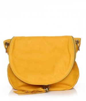 Bőr táska levéltáska Genuine Leather sárga A3