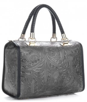 Bőr táska kuffer Genuine Leather szürke 214E