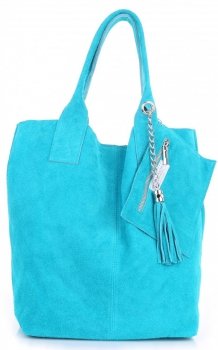 Bőr táska shopper bag Genuine Leather türkizkék 801