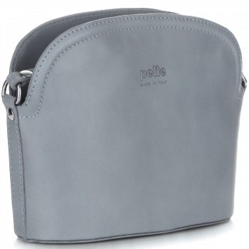 Bőr táska levéltáska Genuine Leather világosszürke E4098