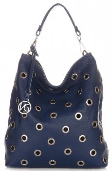 Bőr táska shopper bag Vittoria Gotti tengerkék V3077