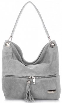 Bőr táska shopper bag Vittoria Gotti világosszürke V3821