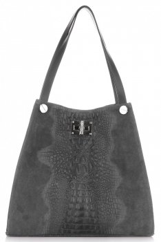 Bőr táska shopper bag Vera Pelle szürke 10477