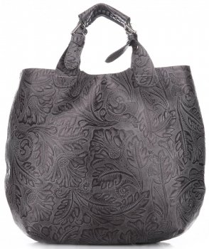 Bőr táska shopper bag Genuine Leather szürke K216