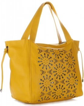 Bőr táska shopper bag Genuine Leather sárga 5157