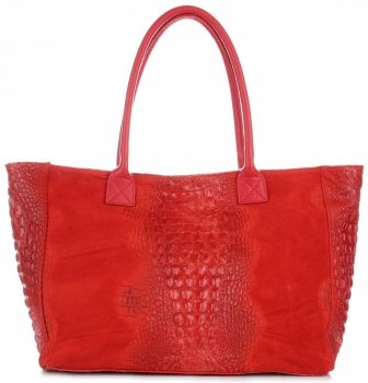 Bőr táska kuffer Genuine Leather piros 80042