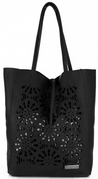 Bőr táska shopper bag Vittoria Gotti fekete V577