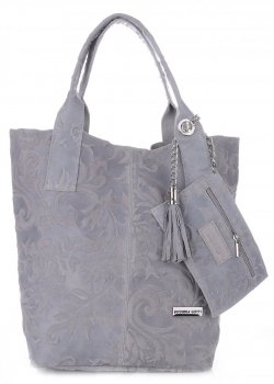 Bőr táska shopper bag Vittoria Gotti szürke V10