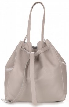 Bőr táska shopper bag Genuine Leather világosszürke 1158