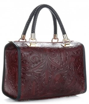Bőr táska kuffer Genuine Leather bordó 214E