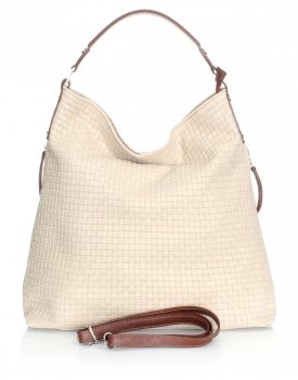 Bőr táska univerzális Genuine Leather bézs 15