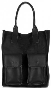 Bőr táska shopper bag Vittoria Gotti fekete V27A
