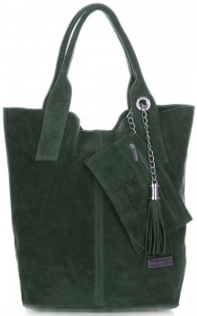Bőr táska shopper bag Vittoria Gotti palackzöld V5190
