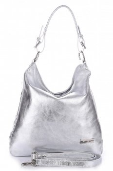 Bőr táska shopper bag Vittoria Gotti ezüst V4