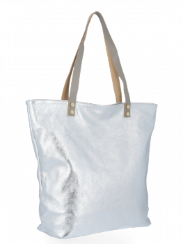 Bőr táska shopper bag Vittoria Gotti ezüst B24