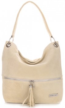 Bőr táska shopper bag Vittoria Gotti bézs V3821