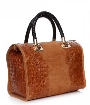 Bőr táska kuffer Genuine Leather vörös A4