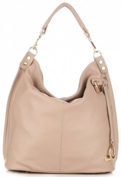 Bőr táska shopper bag Vittoria Gotti bézs V8047