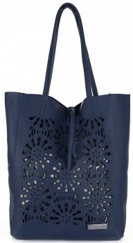 Bőr táska shopper bag Vittoria Gotti tengerkék V577