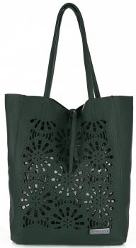 Bőr táska shopper bag Vittoria Gotti palackzöld V577
