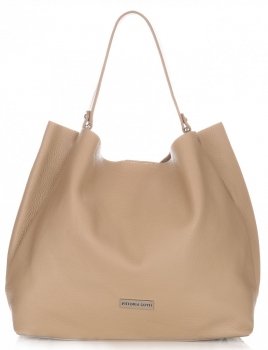 Bőr táska shopper bag Vittoria Gotti sötét bézs V230