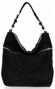 Bőr táska univerzális Genuine Leather fekete 5577C
