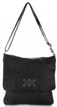 Bőr táska levéltáska Genuine Leather fekete L5127