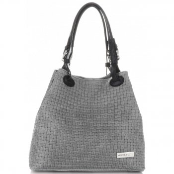 Bőr táska shopper bag Vittoria Gotti szürke V80047