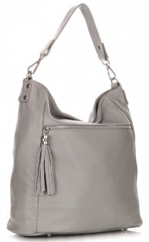Bőr táska shopper bag Genuine Leather szürke 1326