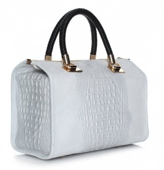 Bőr táska kuffer Genuine Leather világosszürke A4
