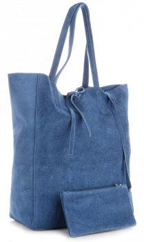 Bőr táska shopper bag Vera Pelle kék 601