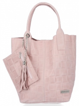 Bőr táska shopper bag Vittoria Gotti púderrózsaszín B22