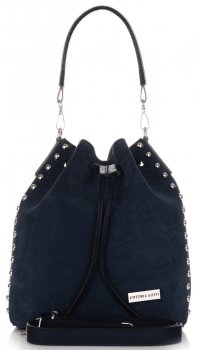 Bőr táska shopper bag Vittoria Gotti tengerkék V3020