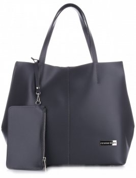 Bőr táska shopper bag Vittoria Gotti szürke V8