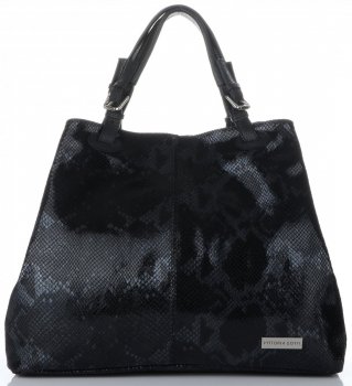 Bőr táska shopper bag Vittoria Gotti fekete V898GPIT