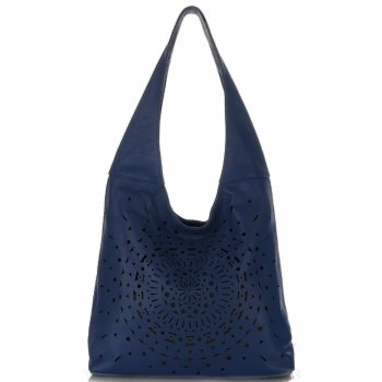 Bőr táska shopper bag Vittoria Gotti kék V31