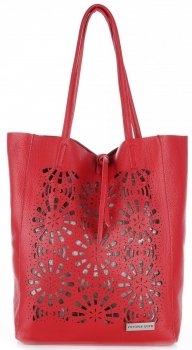 Bőr táska shopper bag Vittoria Gotti piros V577