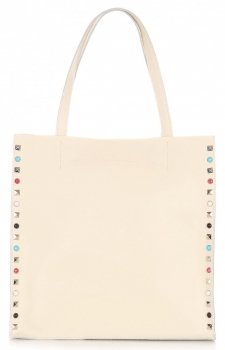 Bőr táska shopper bag Genuine Leather bézs 5013